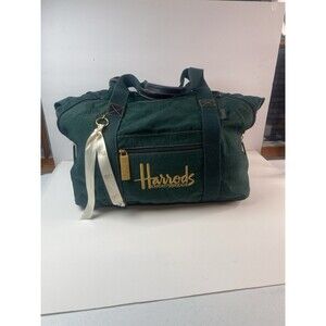 Harrods Knightsbridge Green Travel Duffel Bag Large Tote Weekender Carry-On